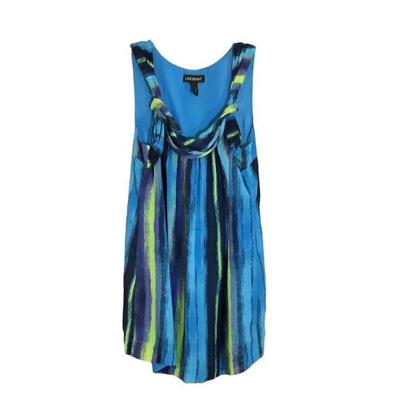 Lane Bryant Women Plus size 20 Azul Blue Green Stripe Beach Flowy Lined Dress - Picture 1 of 4